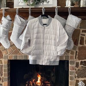 Athleta white and gray down puffer jacket!